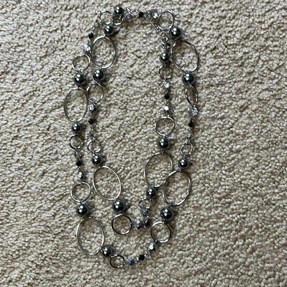 Lia Sophia long silver tone necklace